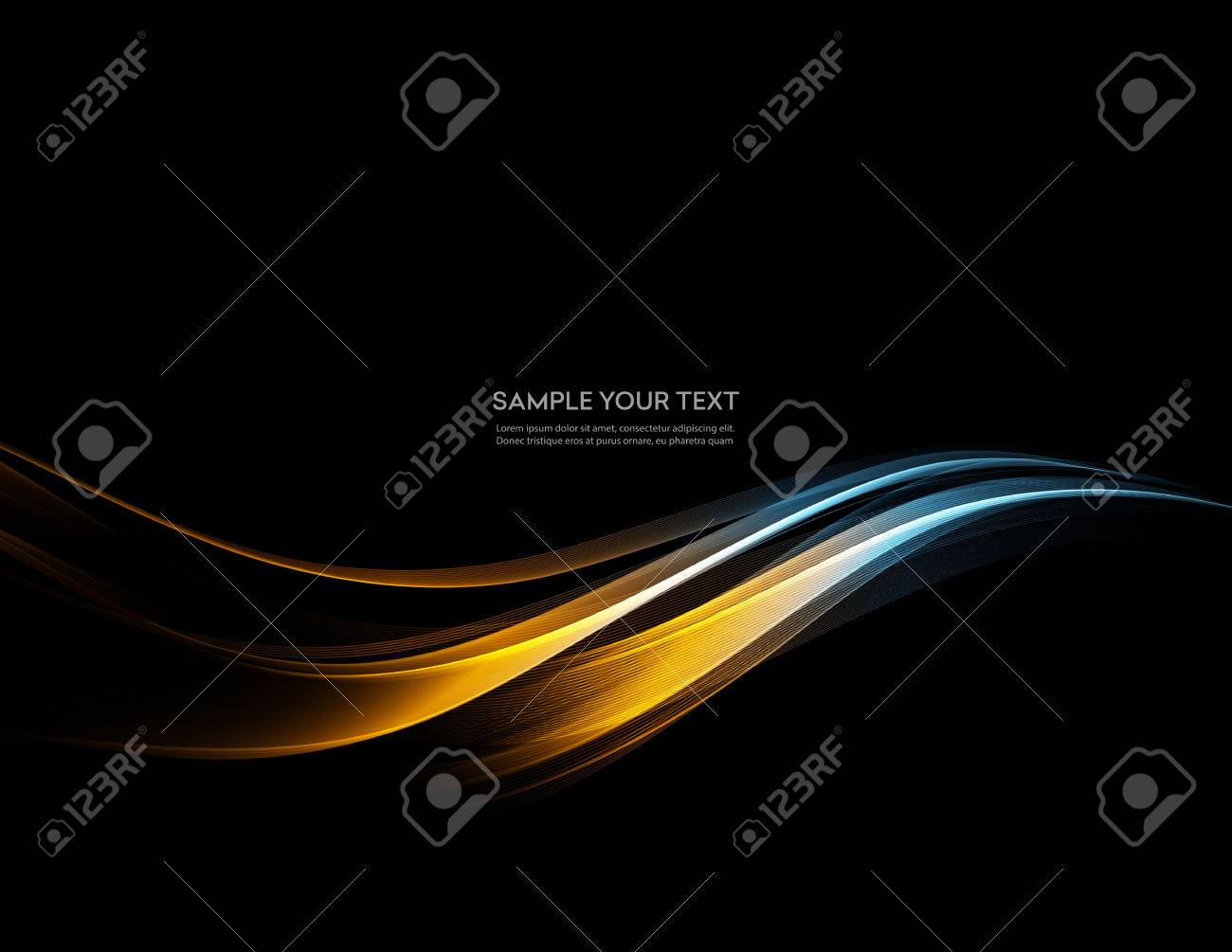Vector Abstract shiny color gold wave design element on dark background. Science or technology design - 71454612 Vector Abstract shiny color gold wave design element on dark background. Science or technology design - 71454612