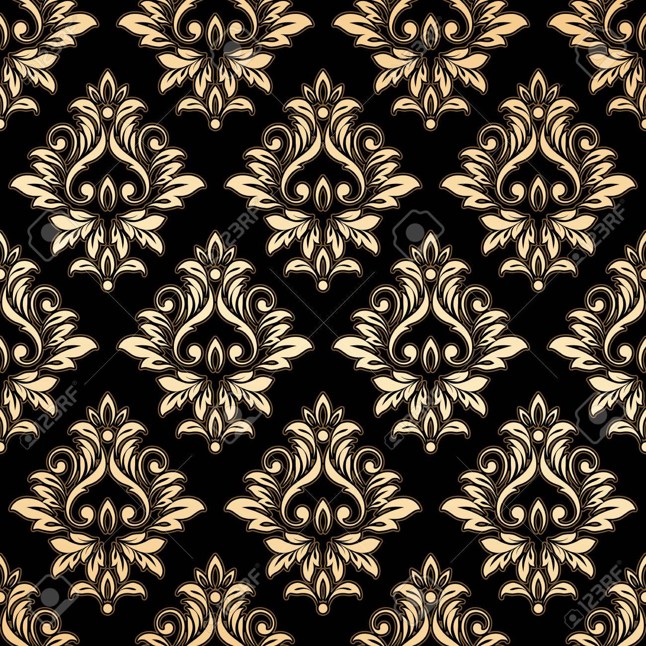 Luxe Fond D Ecran D Or Vintage Seamless Damask Pattern Vecteur De Fond Clip Art Libres De Droits Vecteurs Et Illustration Image