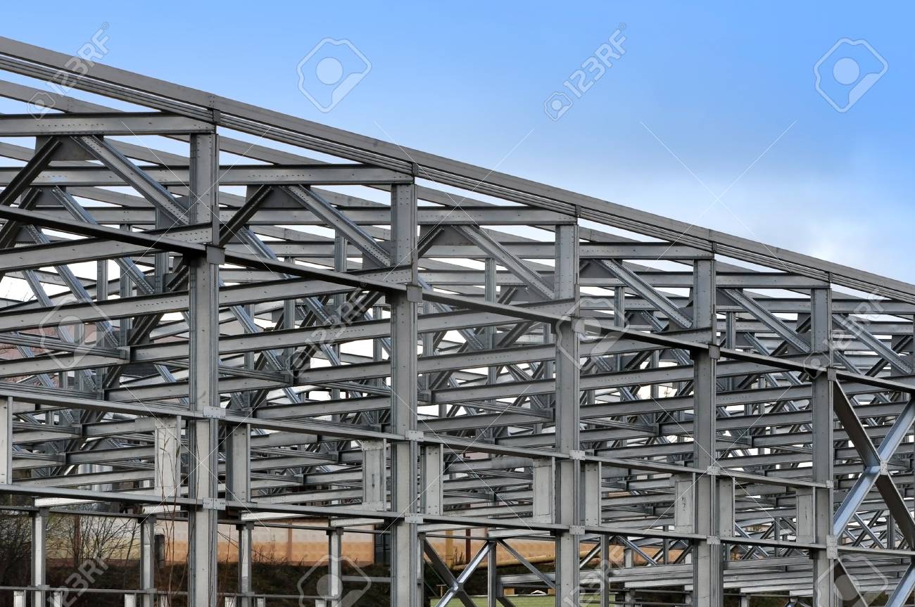 Metal Frame Of An Industrial Building Warehouse In The Construction Stock Photo Picture And Royalty Free Image Image