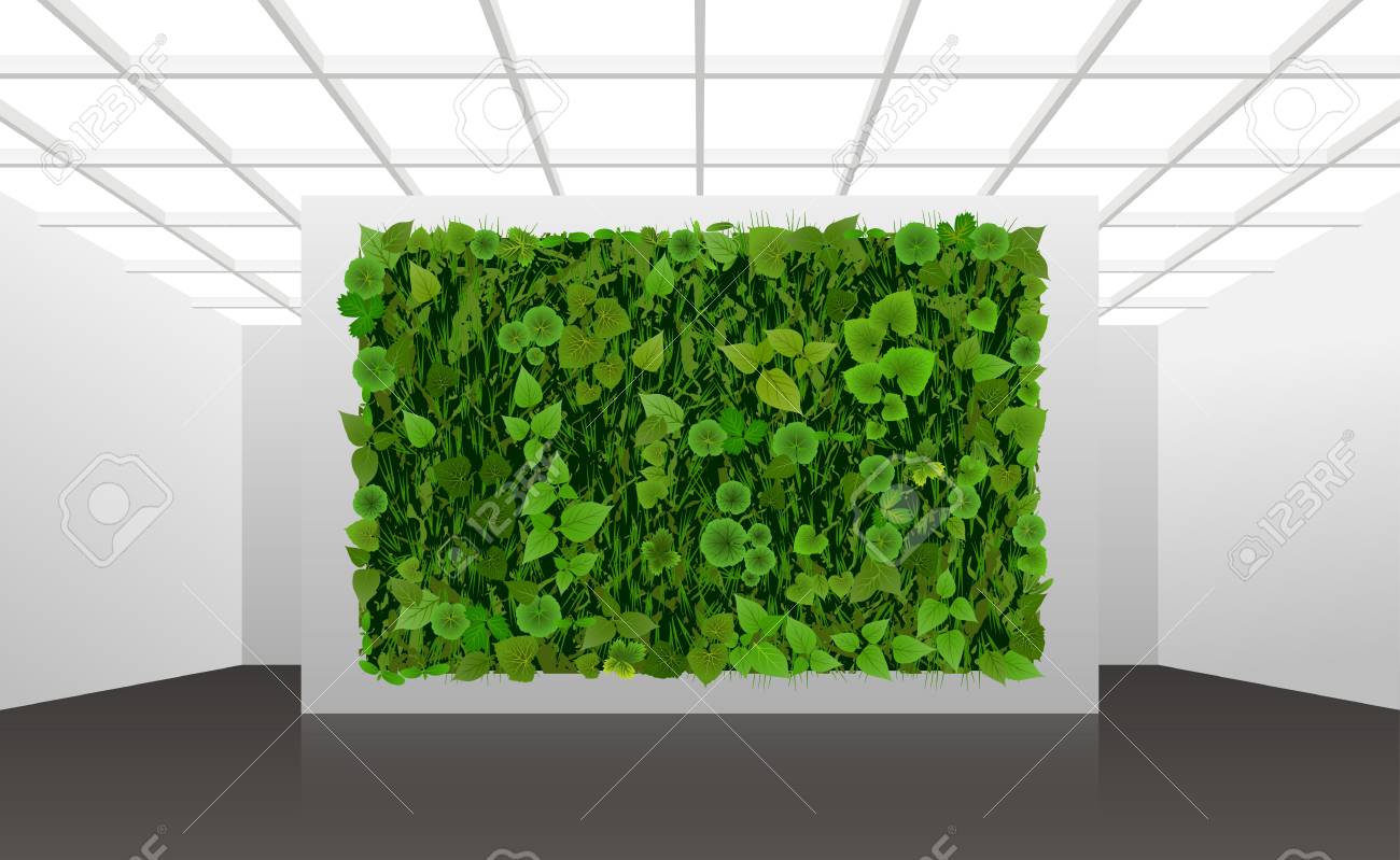 オフィスや家庭の壁の垂直造園に関するイラスト 緑の壁が植物で生き過ぎる白いモダンなインテリア のイラスト素材 ベクタ Image オフィスや家庭の壁の垂直造園に関するイラスト 緑の壁が植物で生き過ぎる白いモダンなインテリア のイラスト素材 ベクタ Image