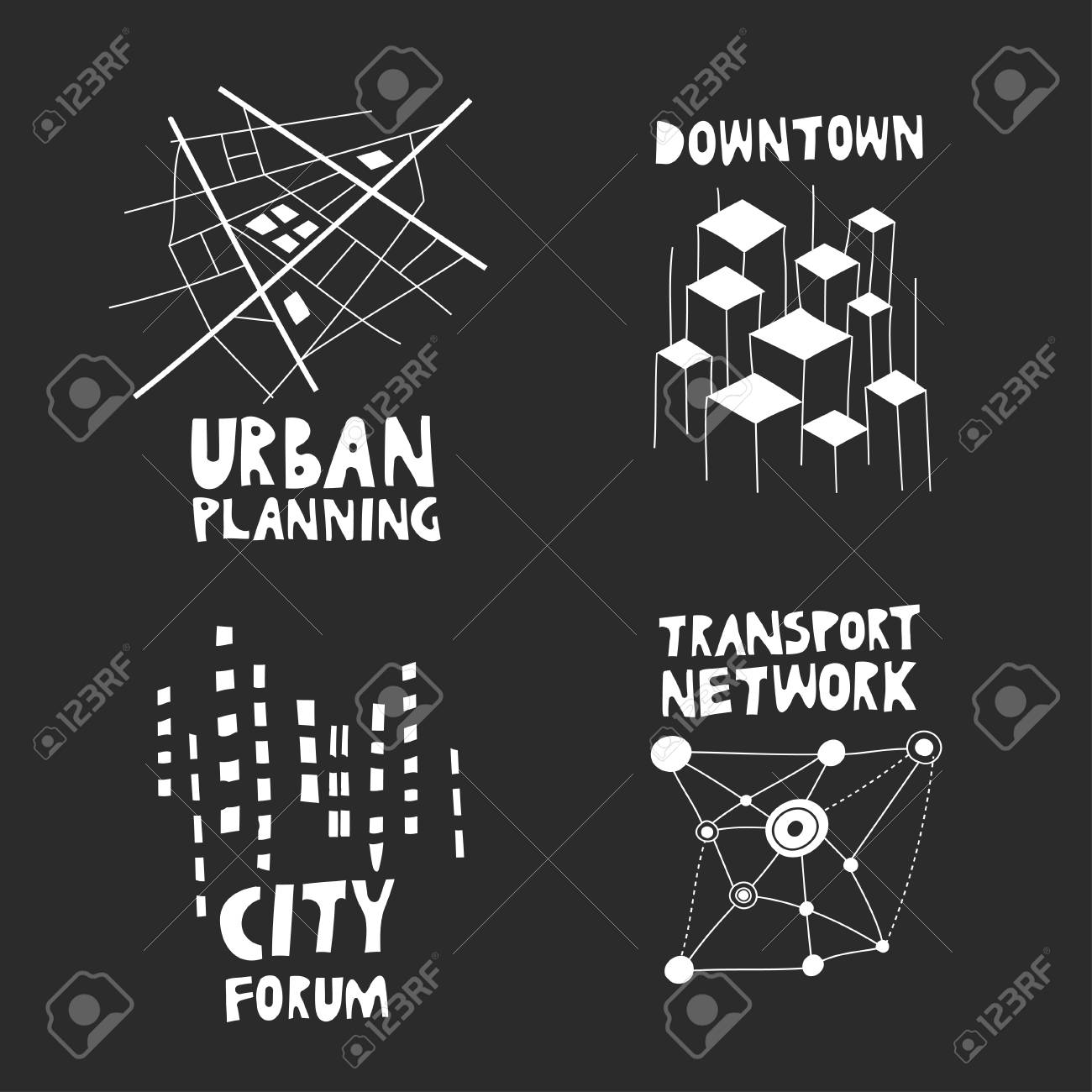vector set of trendy logos on the theme of urban planning city theme urban