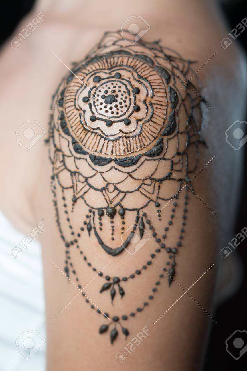 Closeup Freshly Done Henna Tattoo On Woman S Shoulder Stock Photo Picture And Royalty Free Image Image Closeup Freshly Done Henna Tattoo On Woman S Shoulder Stock Photo Picture And Royalty Free Image Image