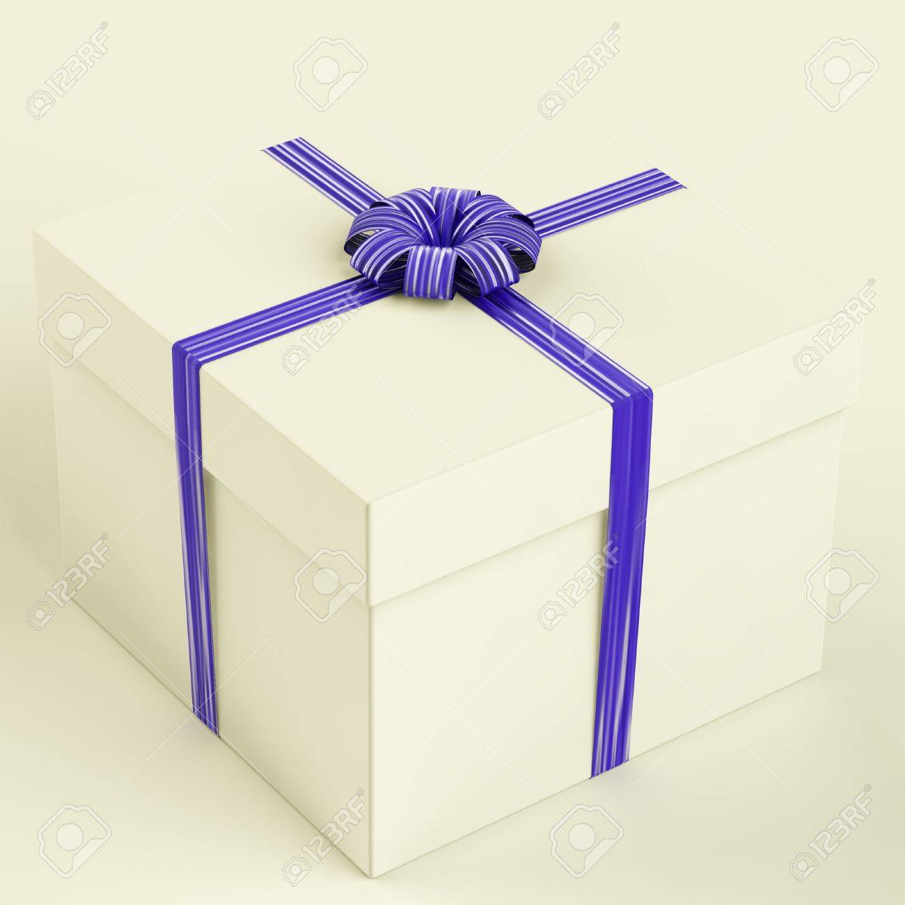 White Gift Box With Blue Ribbon As Birthday Present For Men Stock Photo Picture And Royalty Free Image Image