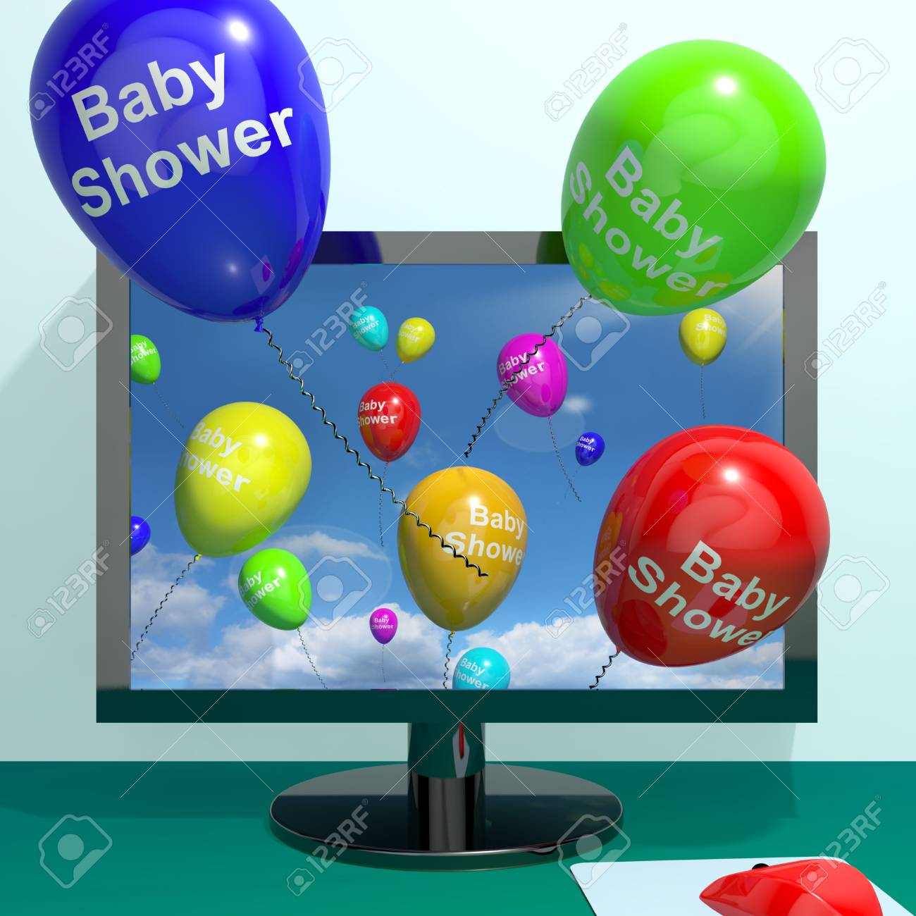 baby shower balloons from computer as birth party invitations stock computer invitations