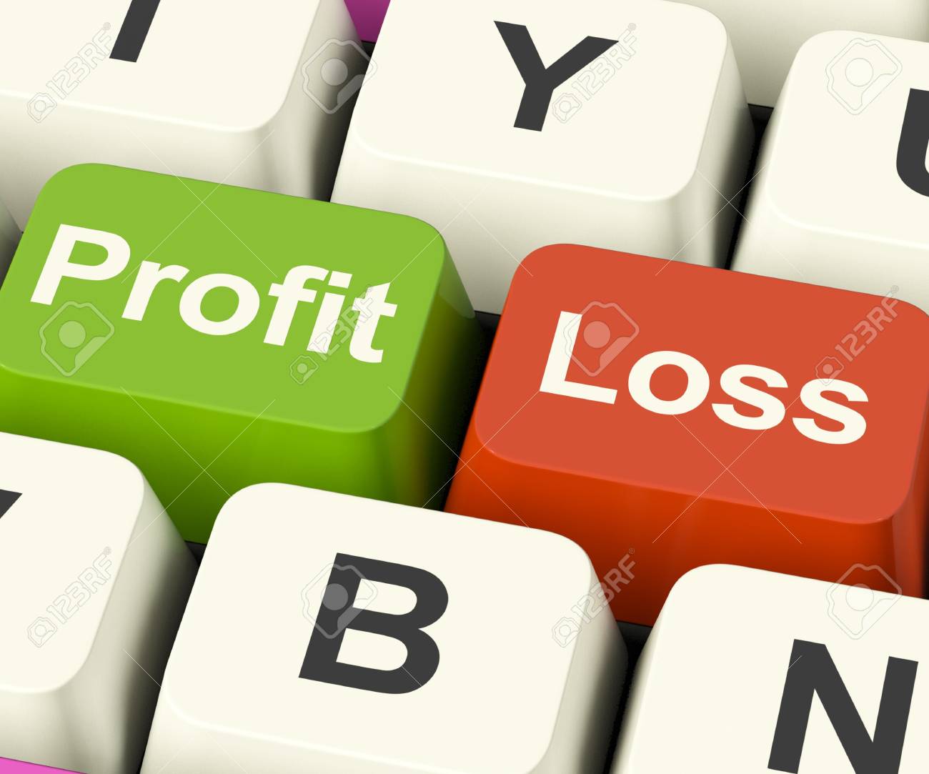 profit or loss keys showing returns for internet businesses stock