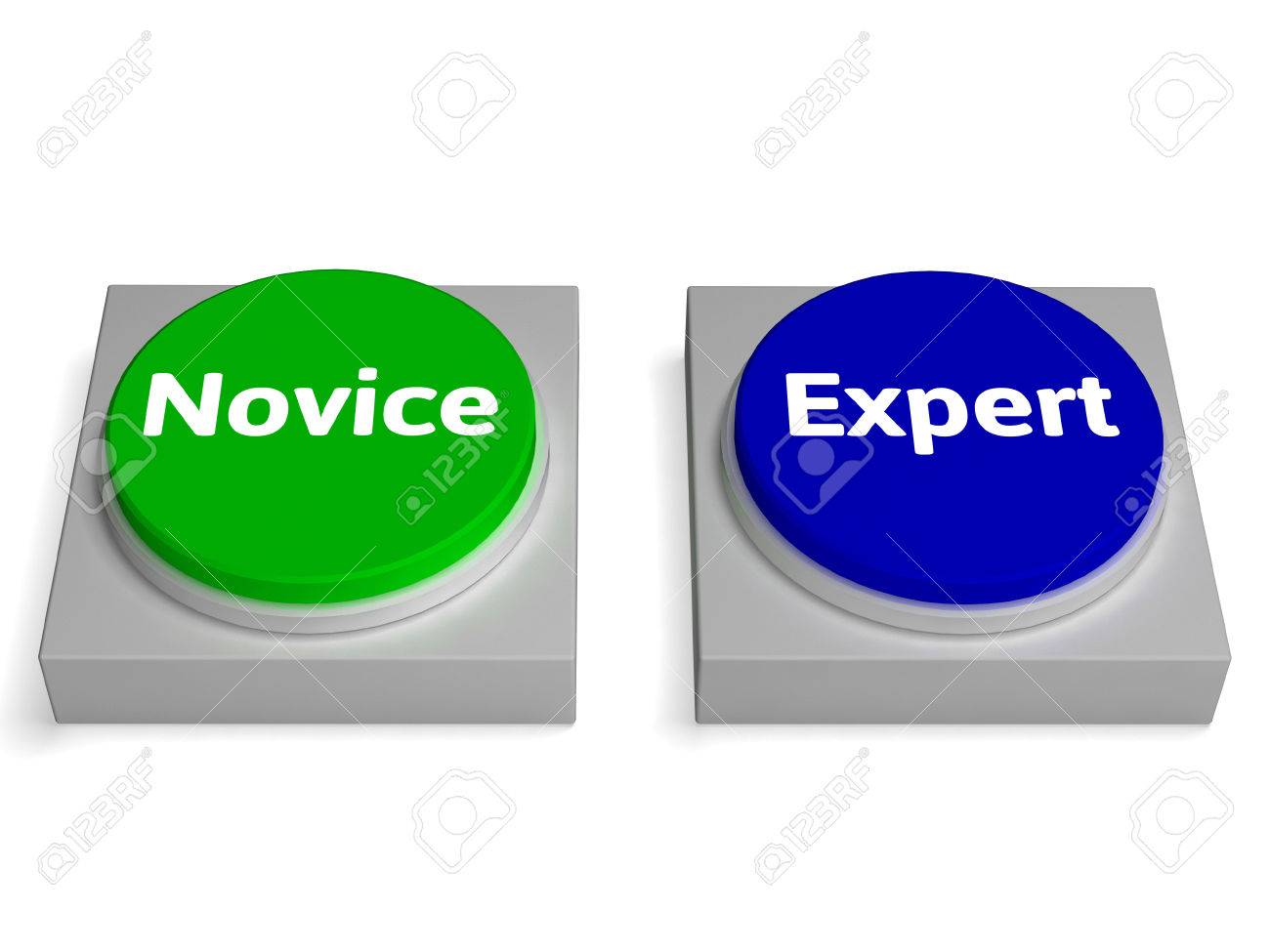novice expert buttons showing beginner and expertise stock photo