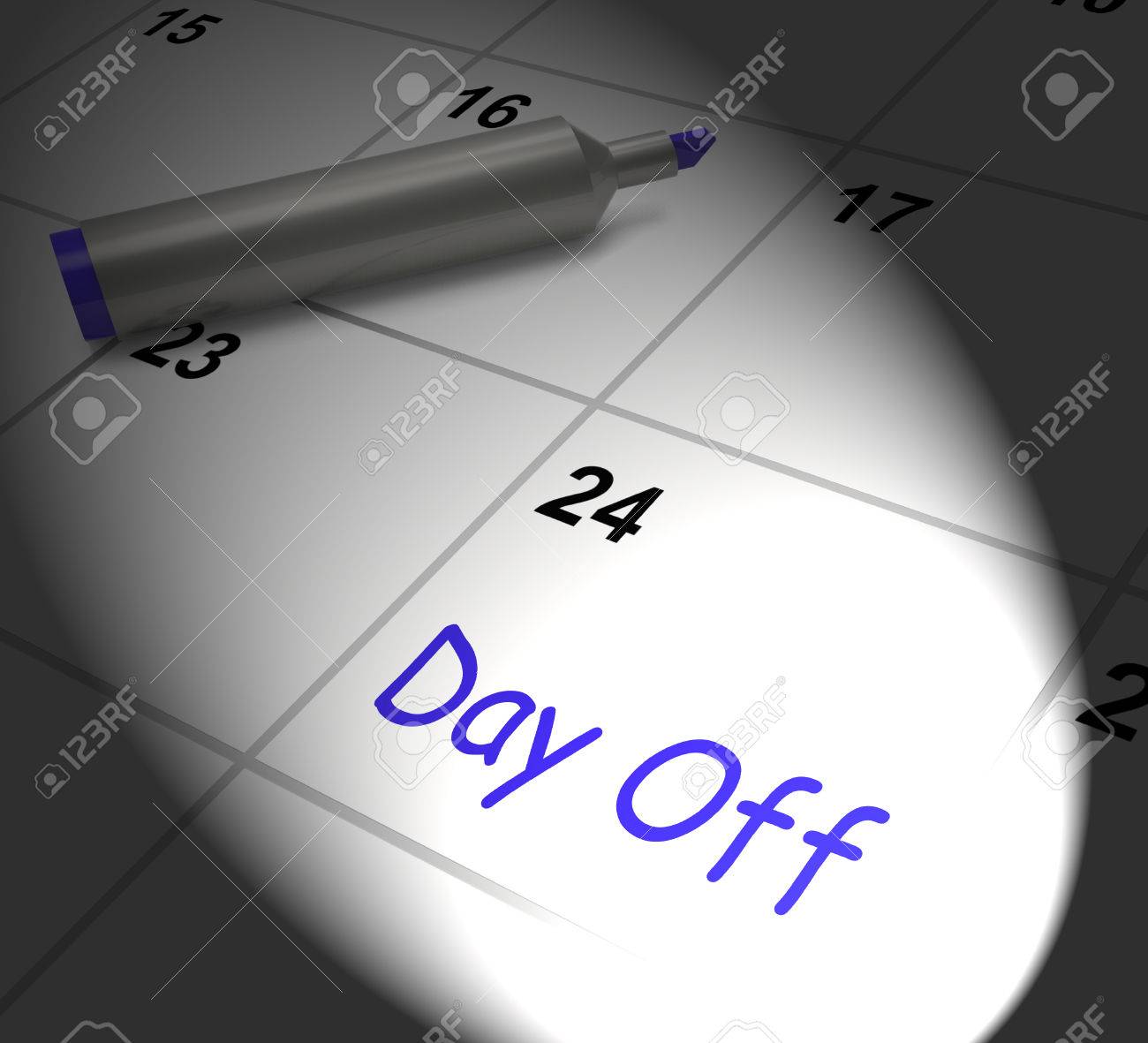 Day Off Calendar Displaying Work Leave And Holiday Stock Photo, Picture and  Royalty Free Image. Image 28741256.