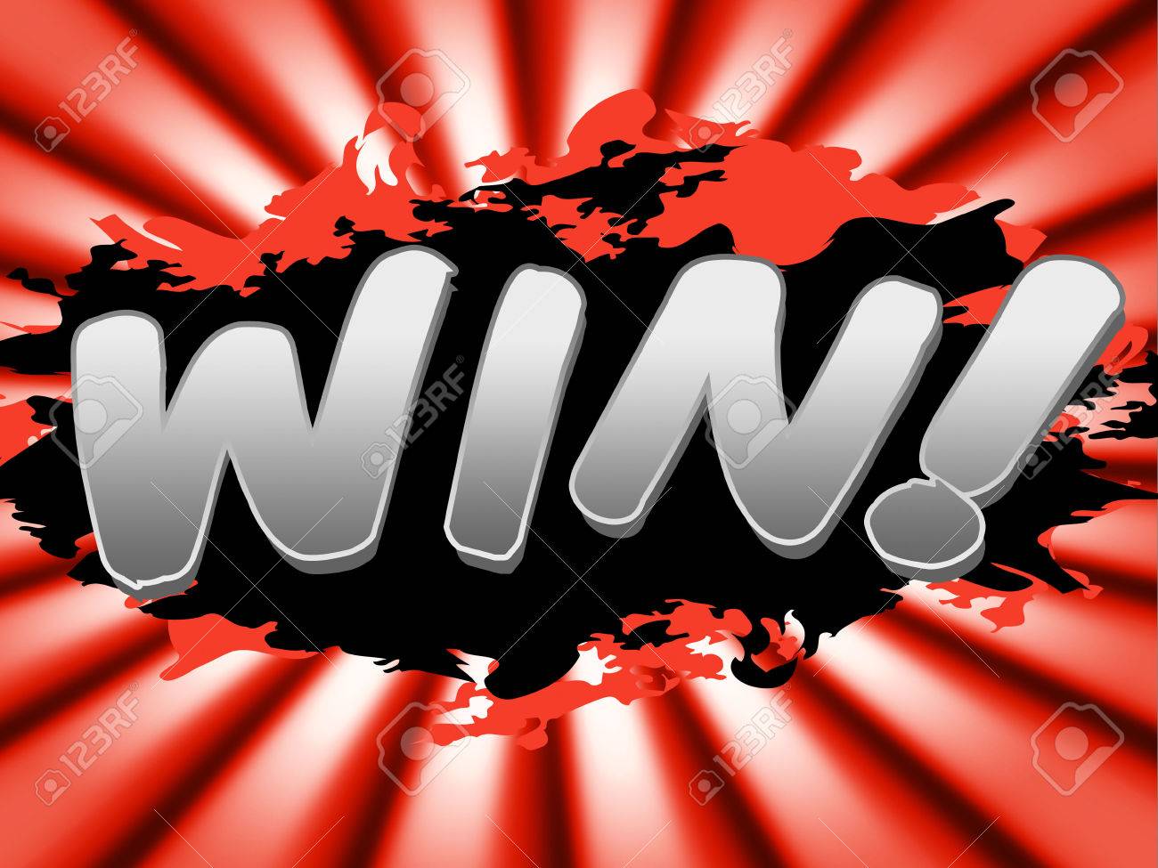 win sign representing successful placard and prevail stock photo