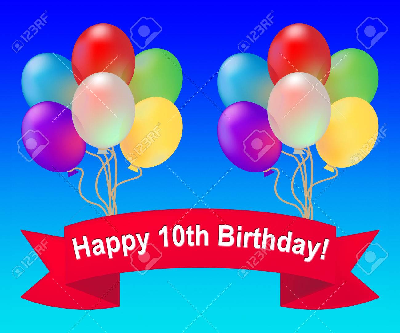 happy tenth birthday balloons