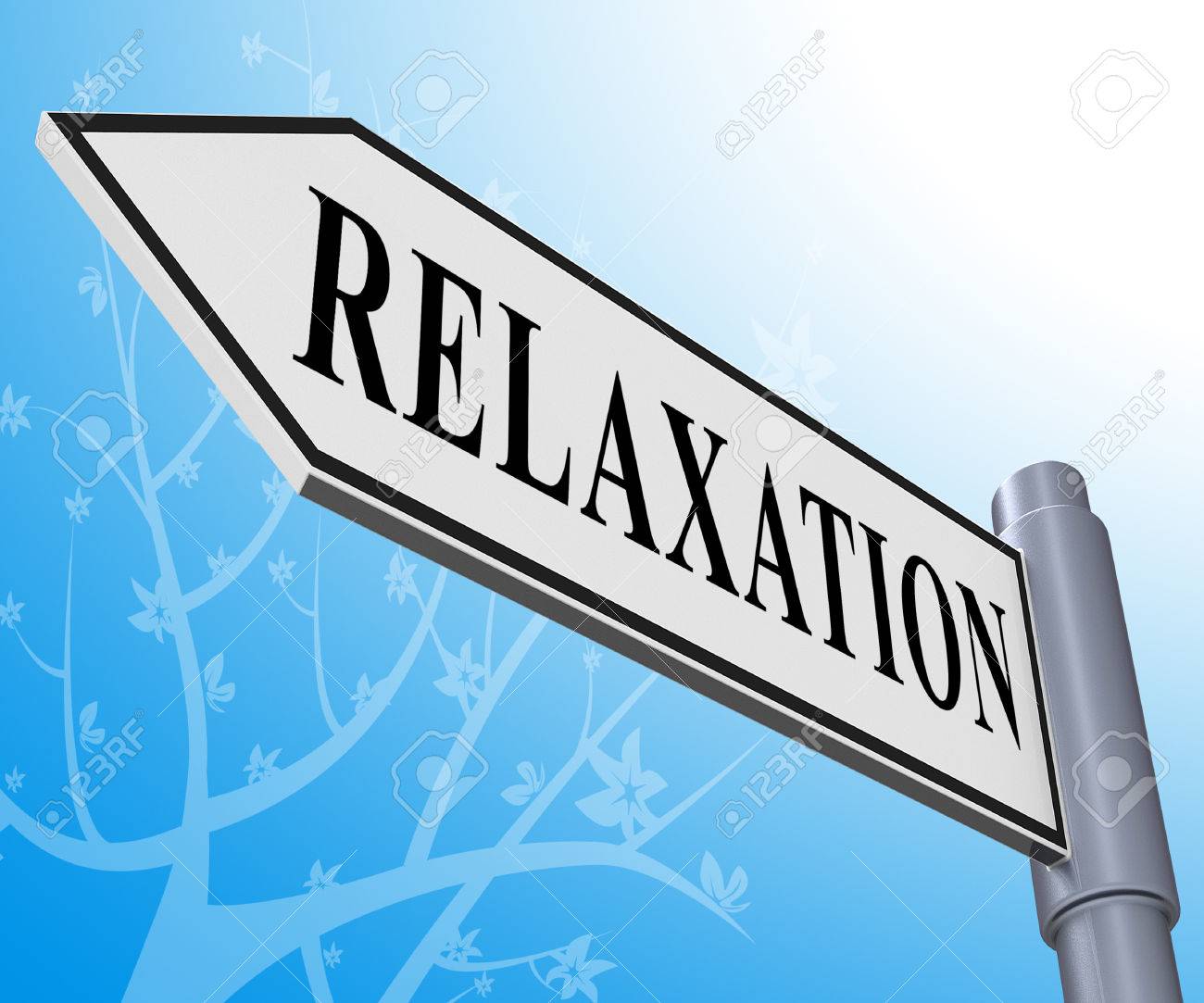 静かな 3 D イラストを休憩を表す緩和道路標識をリラックスします の写真素材 画像素材 Image