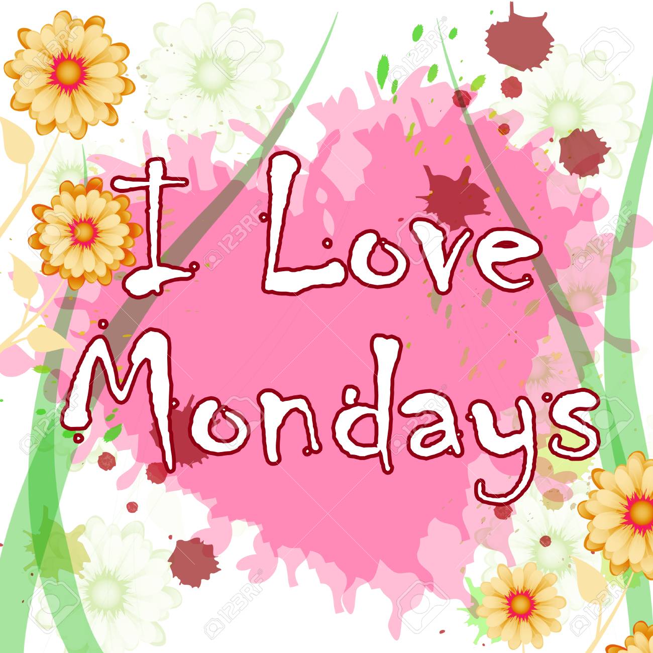 Monday Love Quotes Heart And Flowers Grunge 3d Illustration