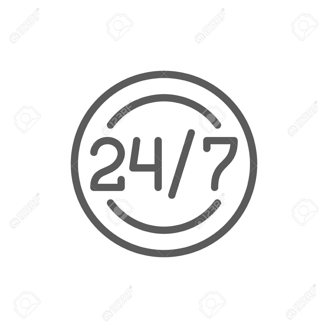 Vector Around Clock And Daily Work Schedule, 24 Hours Service, Help Time  Line Icon. Symbol And Sign Illustration Design. Isolated On White  Background Royalty Free SVG, Cliparts, Vectors, and Stock Illustration.  Image 118039362., image size:1300x1300
