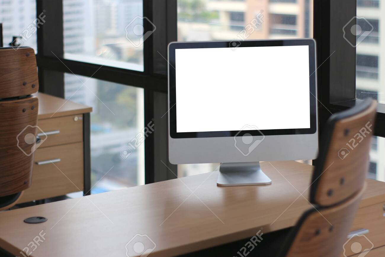 Selective Focus At Wooden Table Desk In Office Business Room - Selective Focus At Wooden Table Desk In Office Business Room