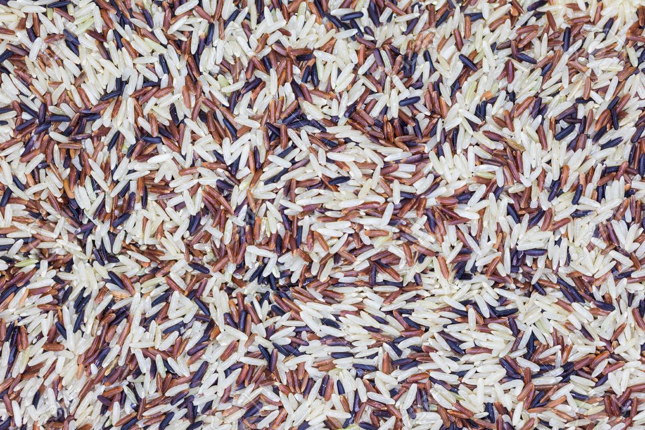 タイ米の品種 玄米 混合の野生米 白米 ジャスミン の混合 3 食品背景 の写真素材 画像素材 Image