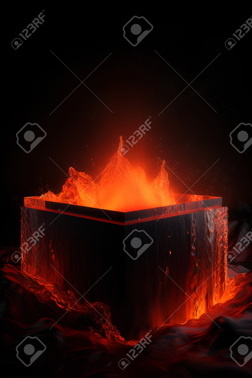 3D Illustration Of A Wooden Box With Fire And Smoke On A Black Background  Stock Photo, Picture and Royalty Free Image. Image 203591979., image size:867x1300
