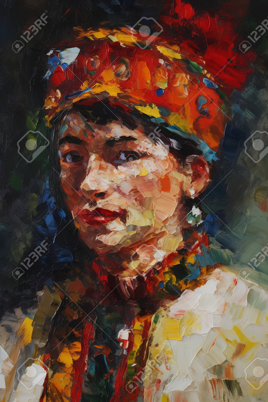 油絵　インドの人々 油絵インドの人々