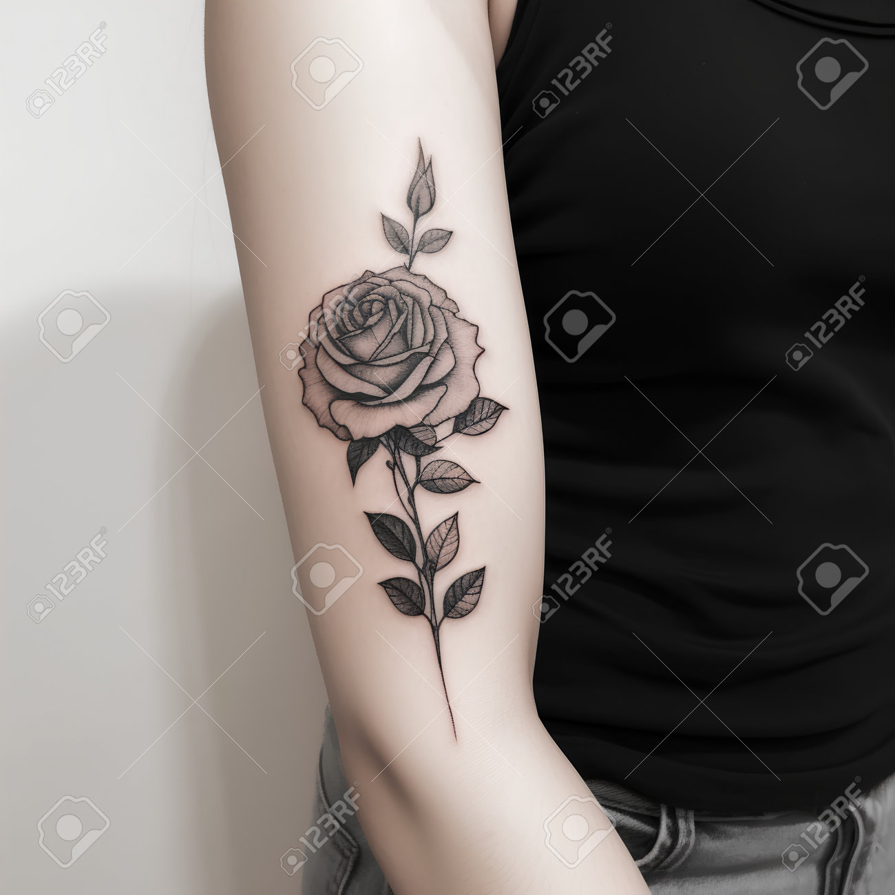 팔 톤 이미지에 장미 문신을 한 젊은 여성 로열티 무료 사진, 그림, 이미지 그리고 스톡포토그래피. Image 206972066