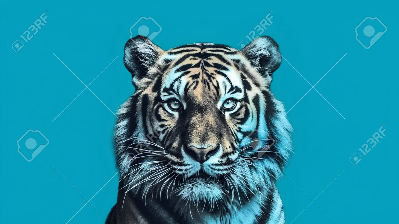 青い背景のトラ - (Blue Background Tiger ) 【公式通販】