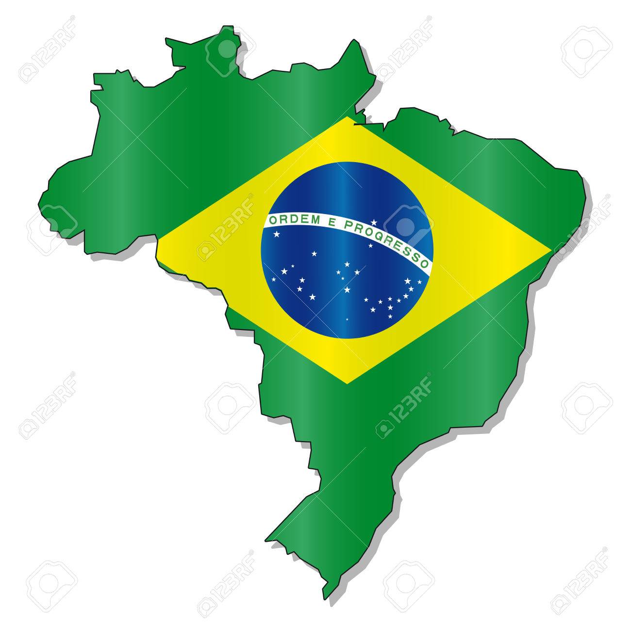 ブラジル国旗地図 のイラスト素材 ベクタ Image