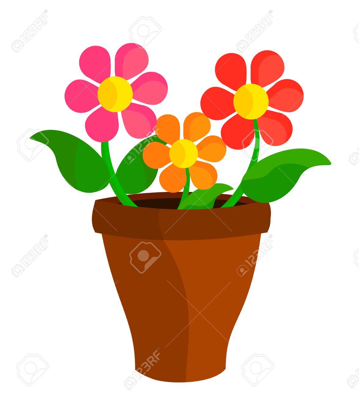 Colorful Flowers In Flowerpot Royalty Free Cliparts Vectors And Stock Illustration Image