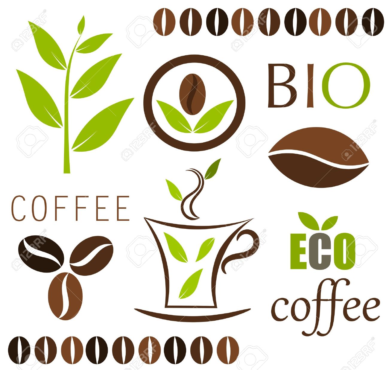 Eco Coffee Elements. Royalty Free 
