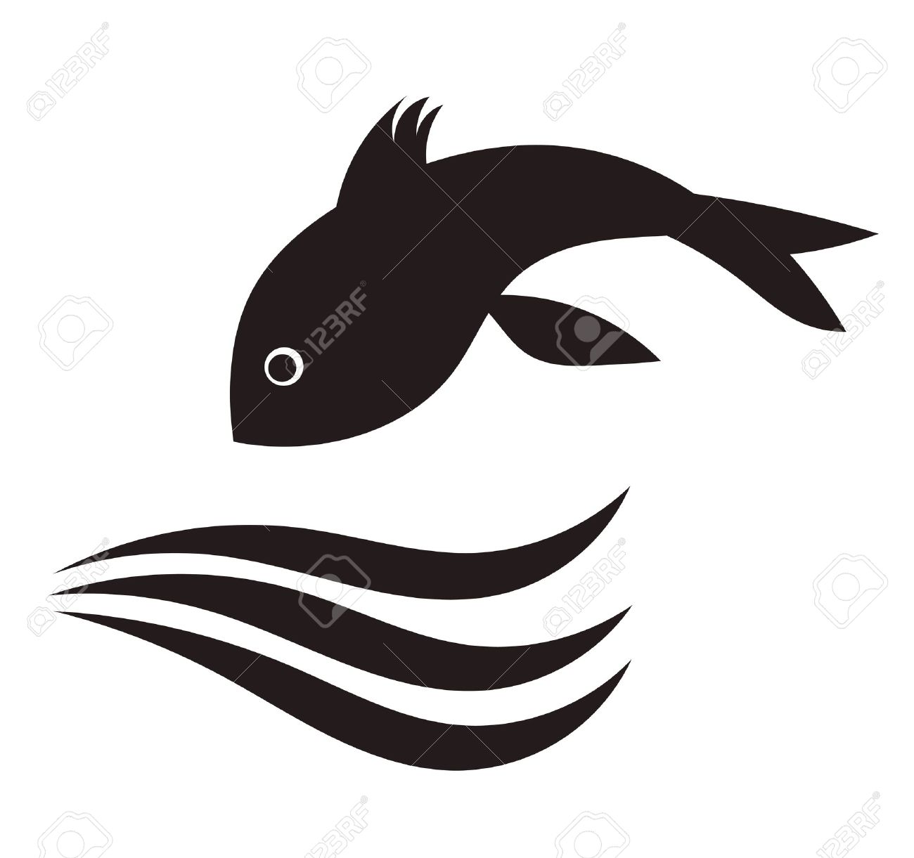 Fish Jumping In Water. Vector Illustration Royalty Free SVG, Cliparts,  Vectors, and Stock Illustration. Image 13196537.