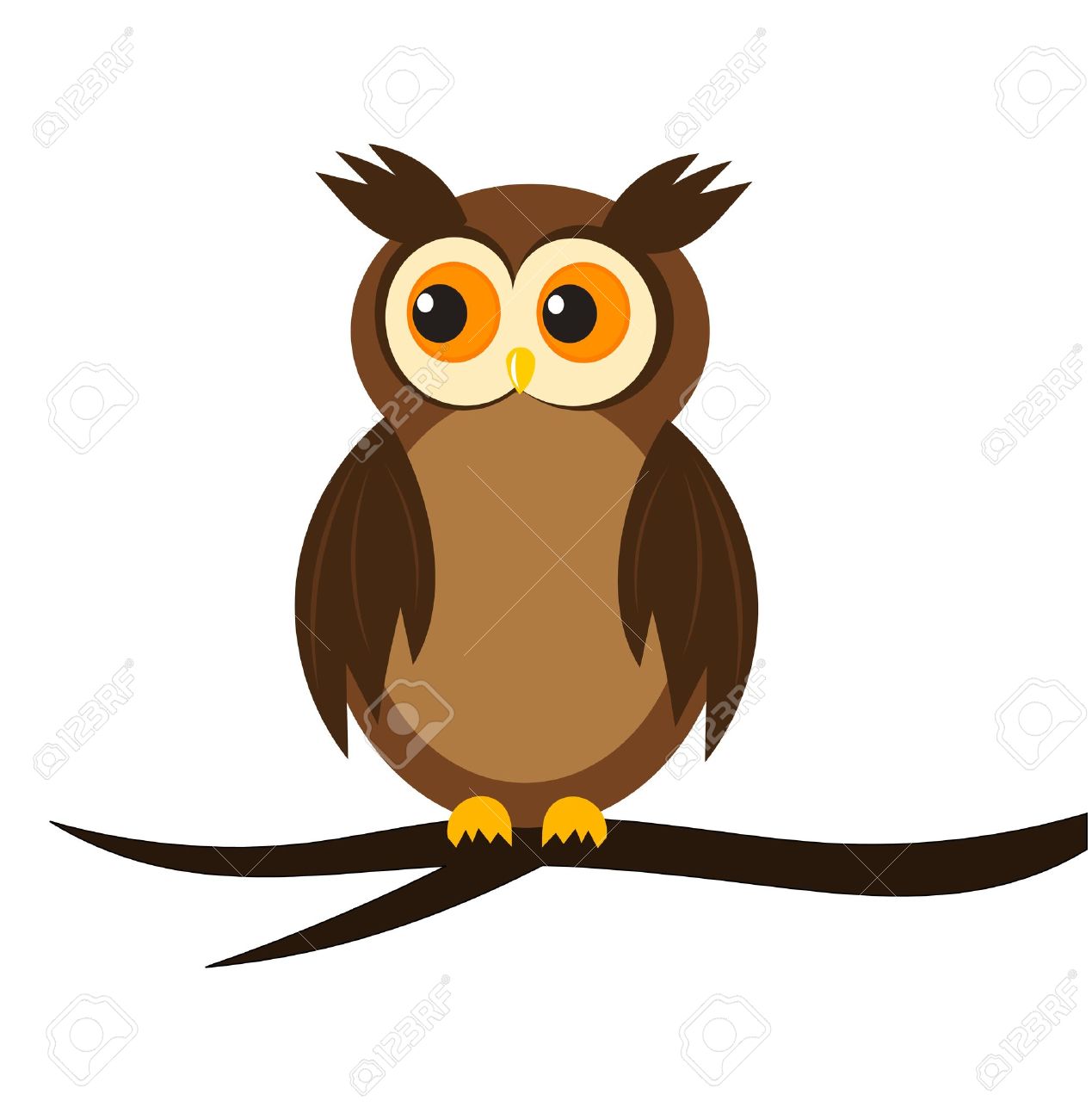 cartoon owl sitting on tree branch royalty free cliparts vectors