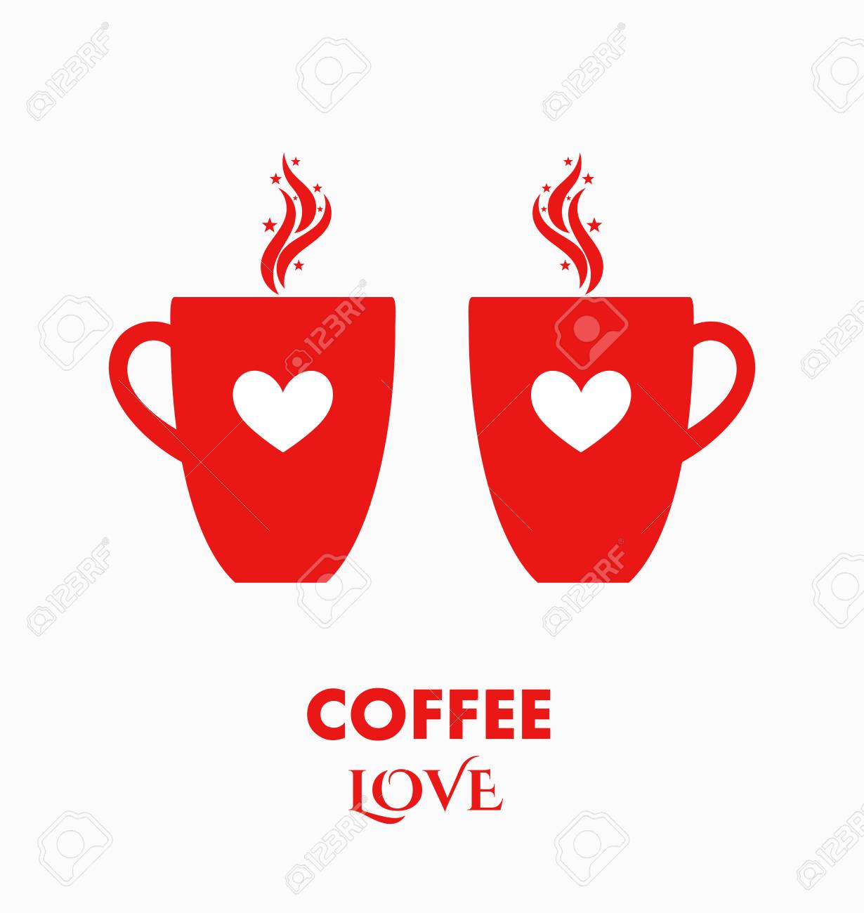 Red Coffee Cups Love Concept Illustration Stock Vector Red Coffee Cups Love Concept Illustration Stock Vector