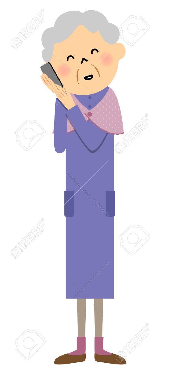 女性高齢者 携帯電話のイラスト素材 ベクタ Image 女性高齢者 携帯電話のイラスト素材 ベクタ Image