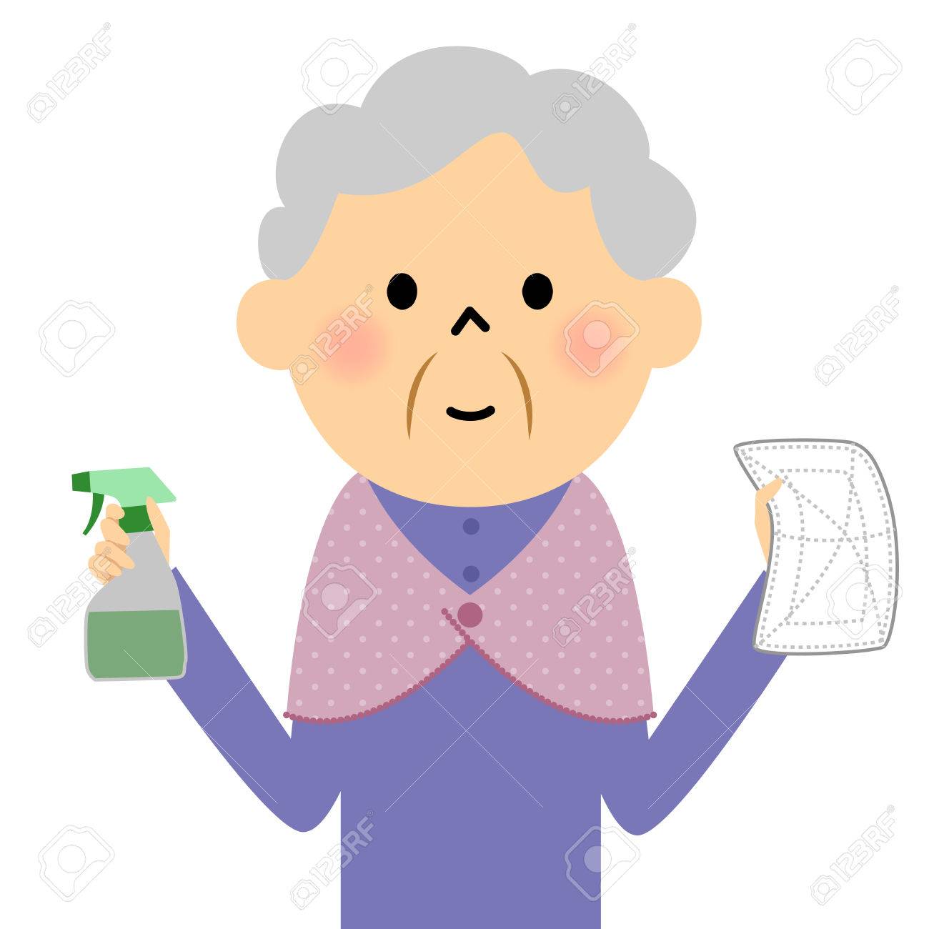 Personne Agee Femme Balayer Clip Art Libres De Droits Vecteurs Et Illustration Image