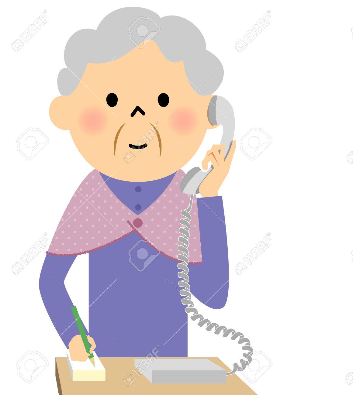 女性高齢者 電話のイラスト素材 ベクタ Image 女性高齢者 電話のイラスト素材 ベクタ Image