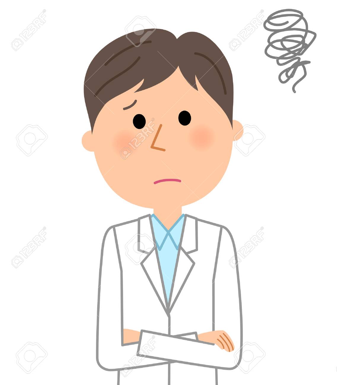 探している白衣を着た男が心配しています ベクトルの図 のイラスト素材 ベクタ Image