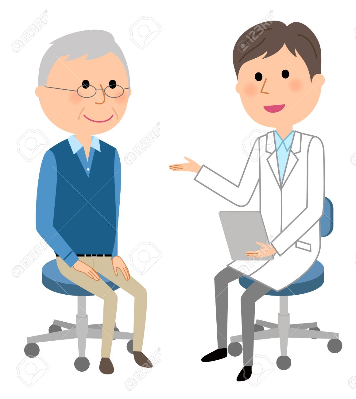 男性と医師 健康診断イラスト のイラスト素材 ベクタ Image