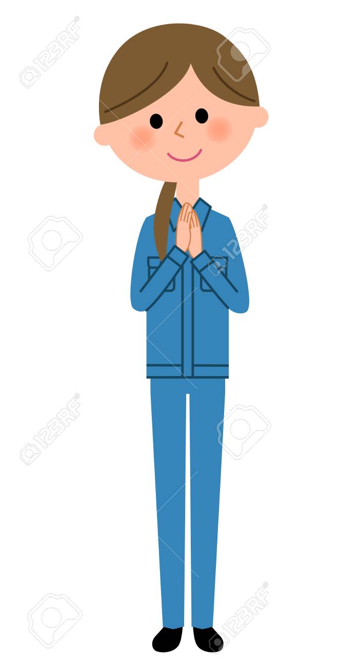 女性社員 ジェスチャーイラストを喜んでお待ちします のイラスト素材 ベクタ Image