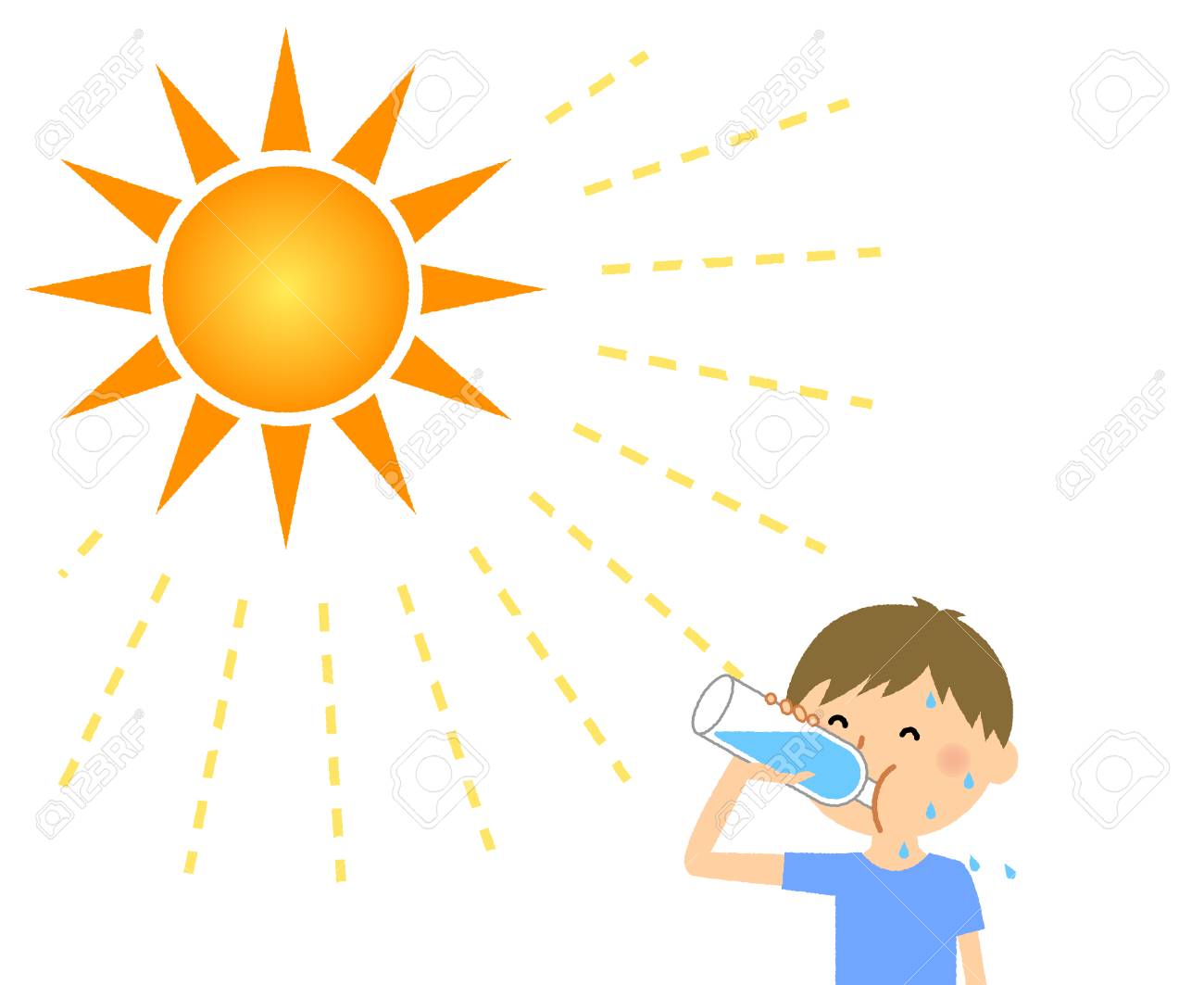 水分補給の少年のイラスト素材 ベクタ Image
