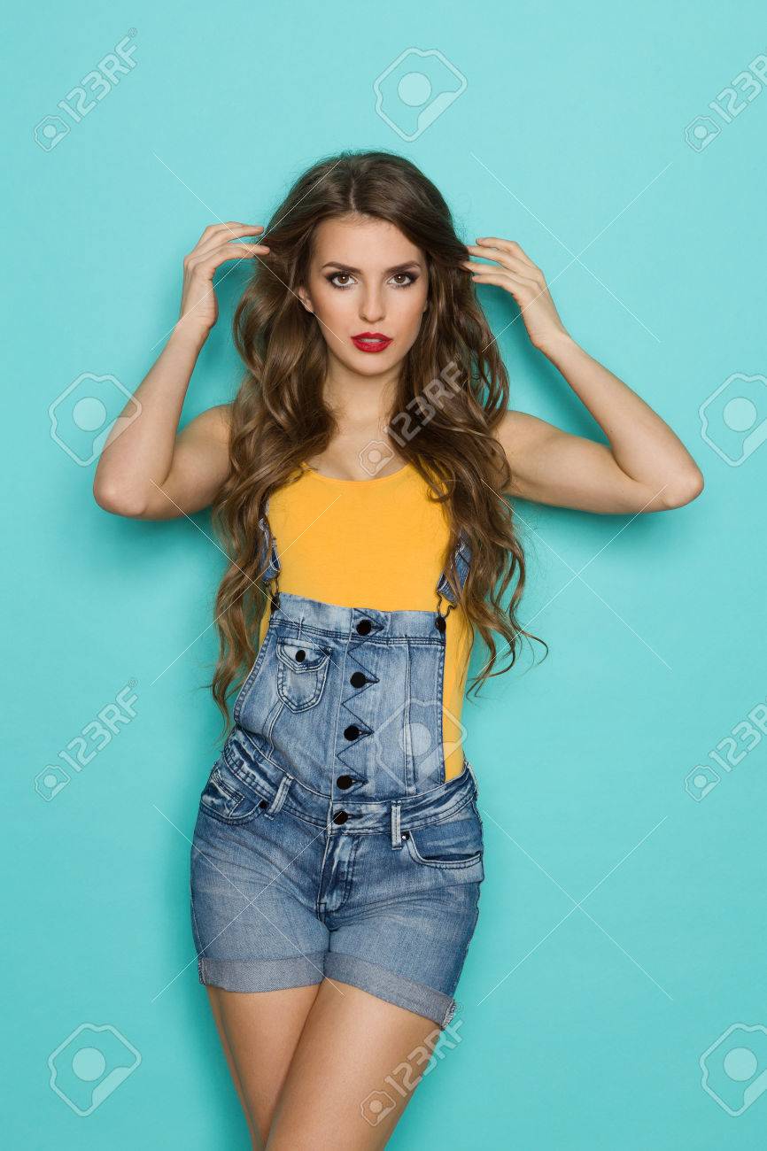 three quarter length dungarees