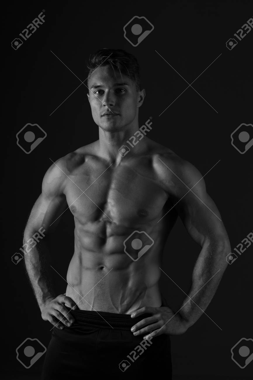 Black and white naked male portraits picture 384