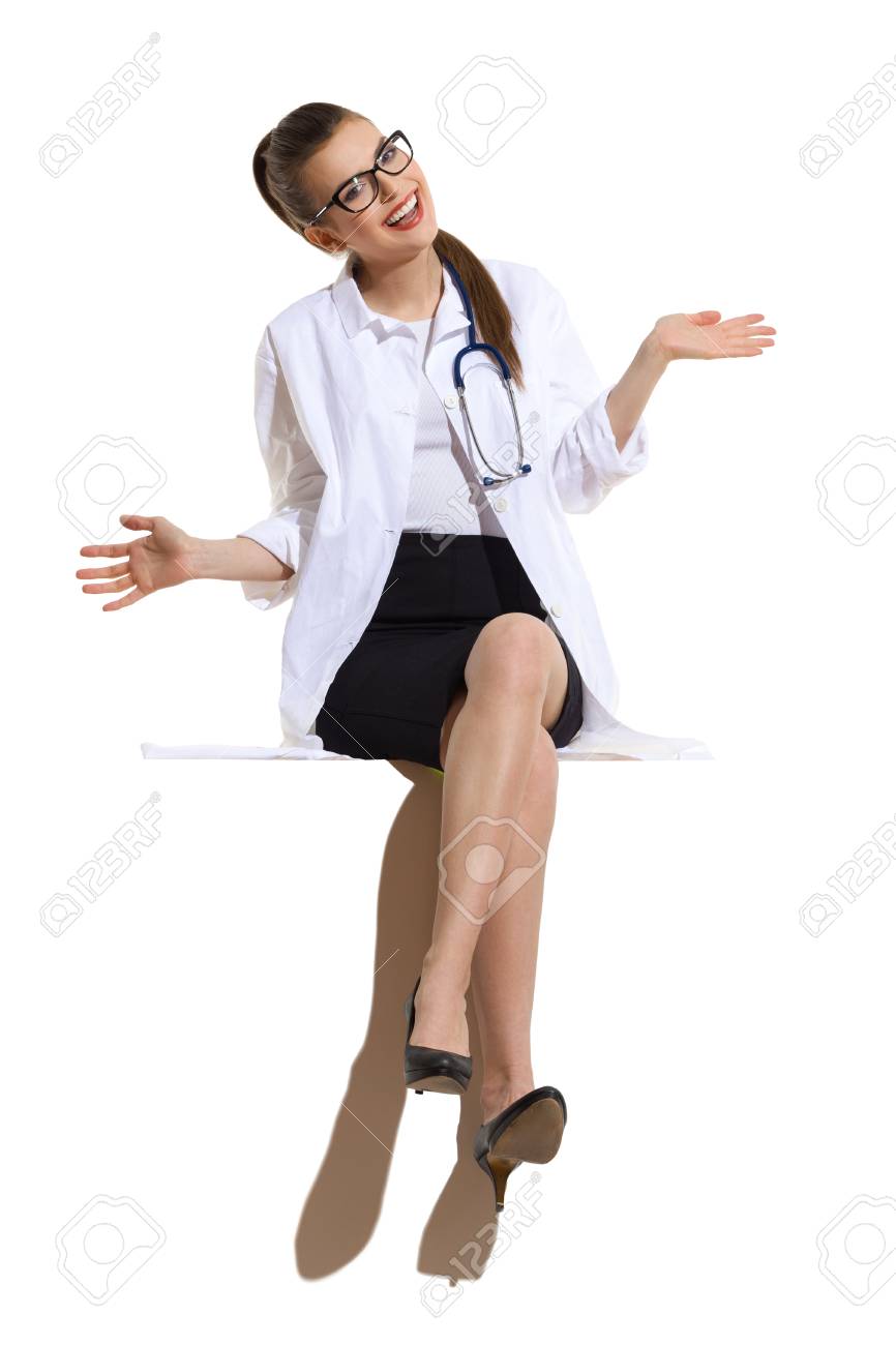 white coat black heels