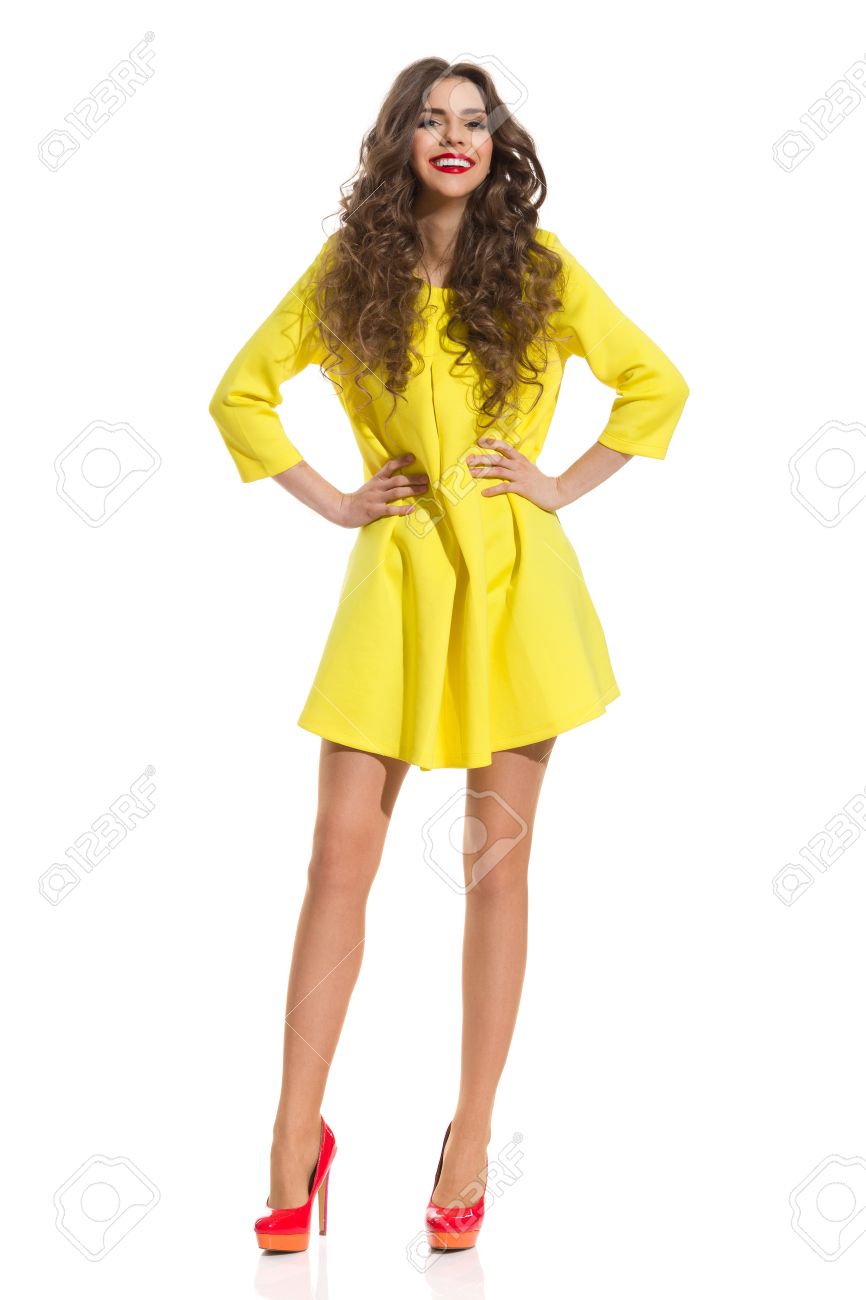 Yellow dress red heels Yellow dress red heels