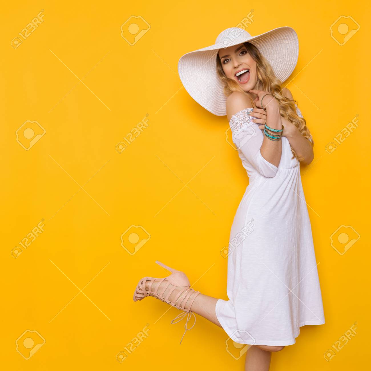 yellow and white summer dress