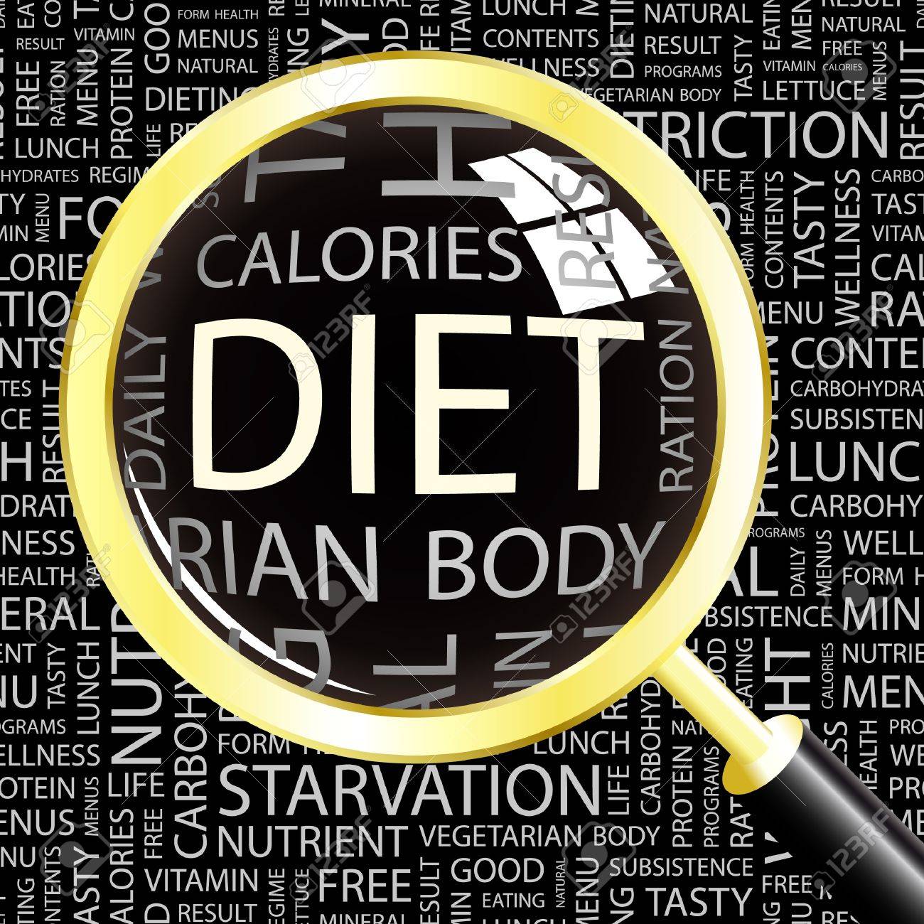 DIET. Magnifying glass over background with different association terms. Vector illustration. - 9026901 DIET. Magnifying glass over background with different association terms. Vector illustration. - 9026901