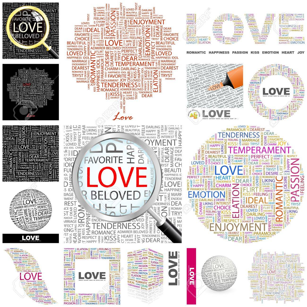 Love Word Collage Great Collection Stock Vector Love Word Collage Great Collection Stock Vector