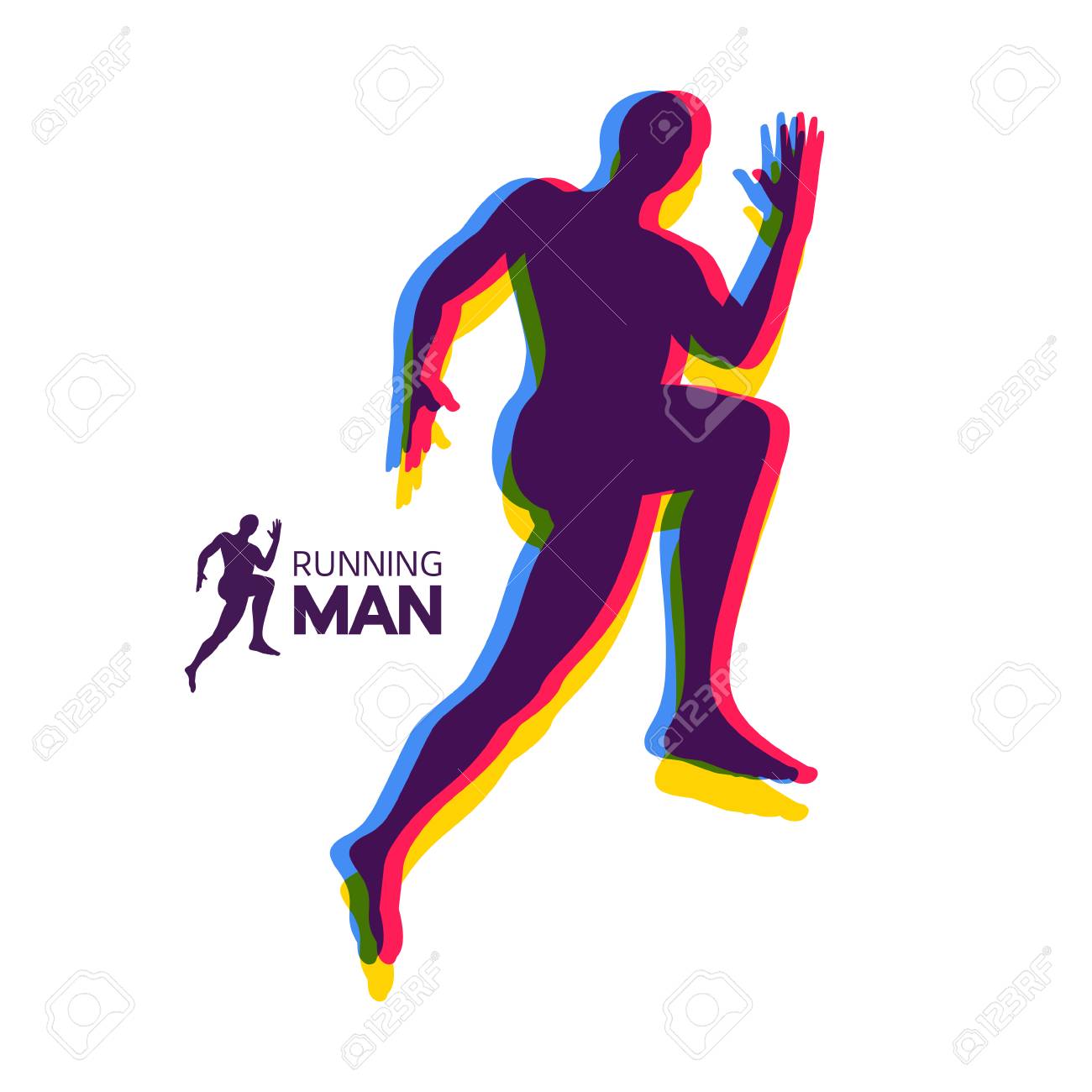 走っている男の人のシルエット スポーツのためのデザイン マラソンやジョギングにエンブレム ベクトルの図 のイラスト素材 ベクタ Image