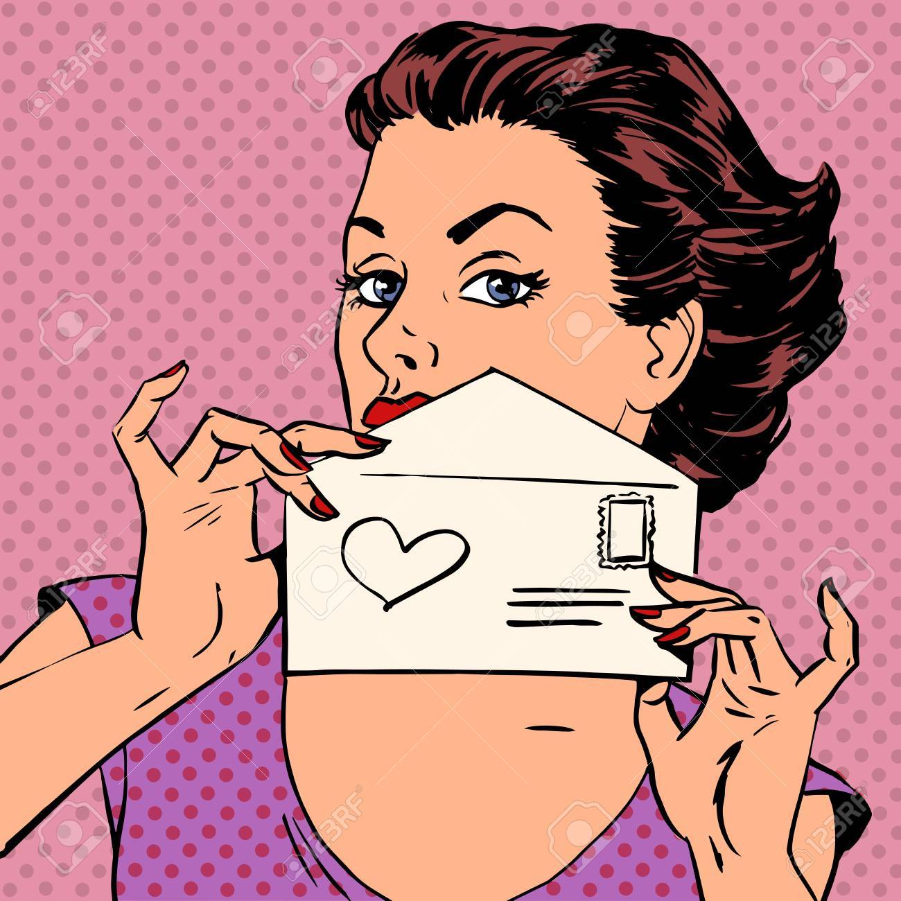 Un Message Femme Lettre D Amour Valentines Mariage Journee Retro Art De Bruit Clip Art Libres De Droits Svg Vecteurs Et Illustration Image