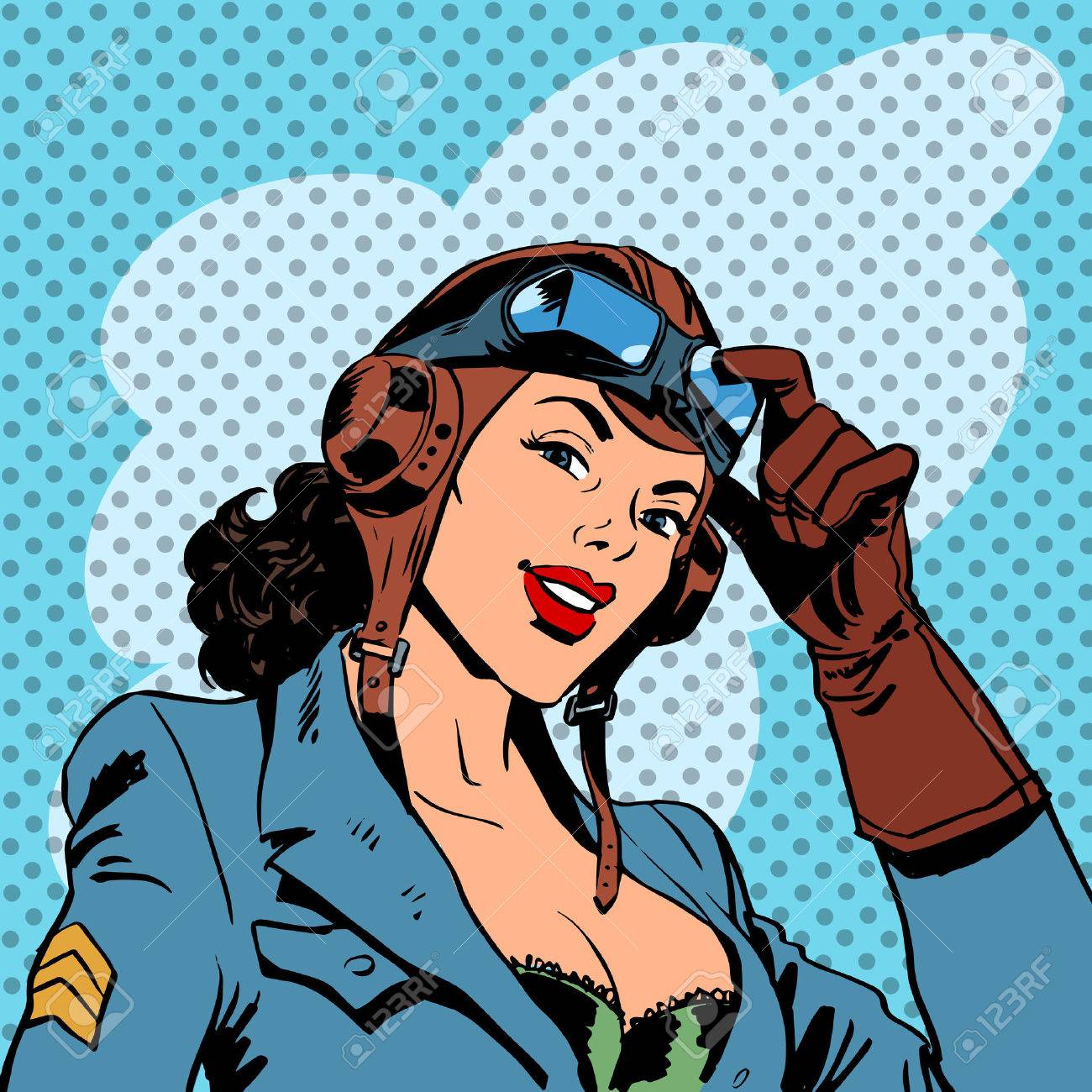 Pin Up Girl Pilot Aviation Army Beauty Pop Art Retro Royalty Free Cliparts Vetores E Ilustracoes Stock Image 40629371