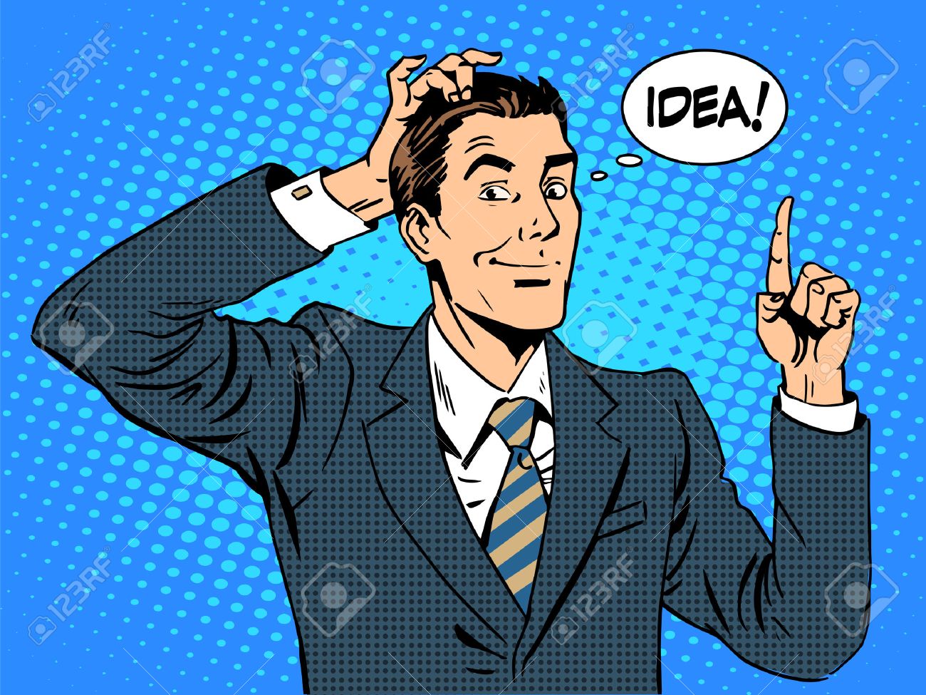 Creative business people from a businessman idea. The man at work. Retro style pop art - 44649517 Creative business people from a businessman idea. The man at work. Retro style pop art - 44649517