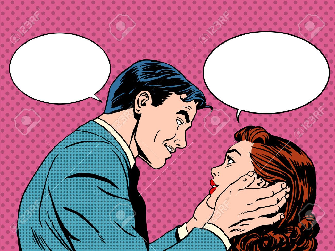 Le Dialogue De L Amour Couple L Homme Et La Femme Qui Parle Communication Des Emotions De La Psychologie De La Famille Retro Art De Bruit Clip Art Libres De Droits Svg