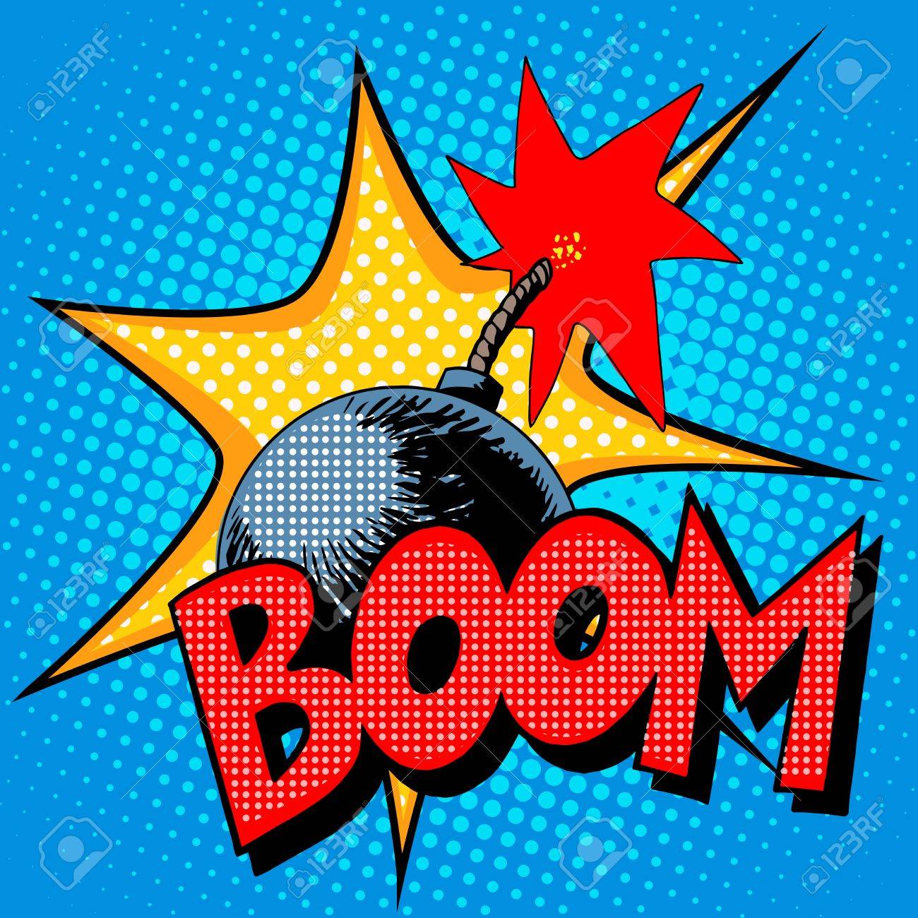 ブーム爆弾爆発コミック ポップ アート レトロなスタイル。テロは破壊