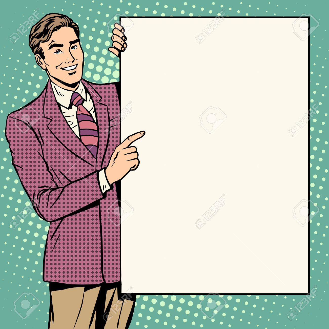 実業家ポスター スタイルあなたのブランドここで ポップアート レトロ お知らせ広告プロモーション ポスター あなたのテキストはここです 教育 訓練 ビジネス コンセプト レポートのプレゼンテーション のイラスト素材 ベクタ Image