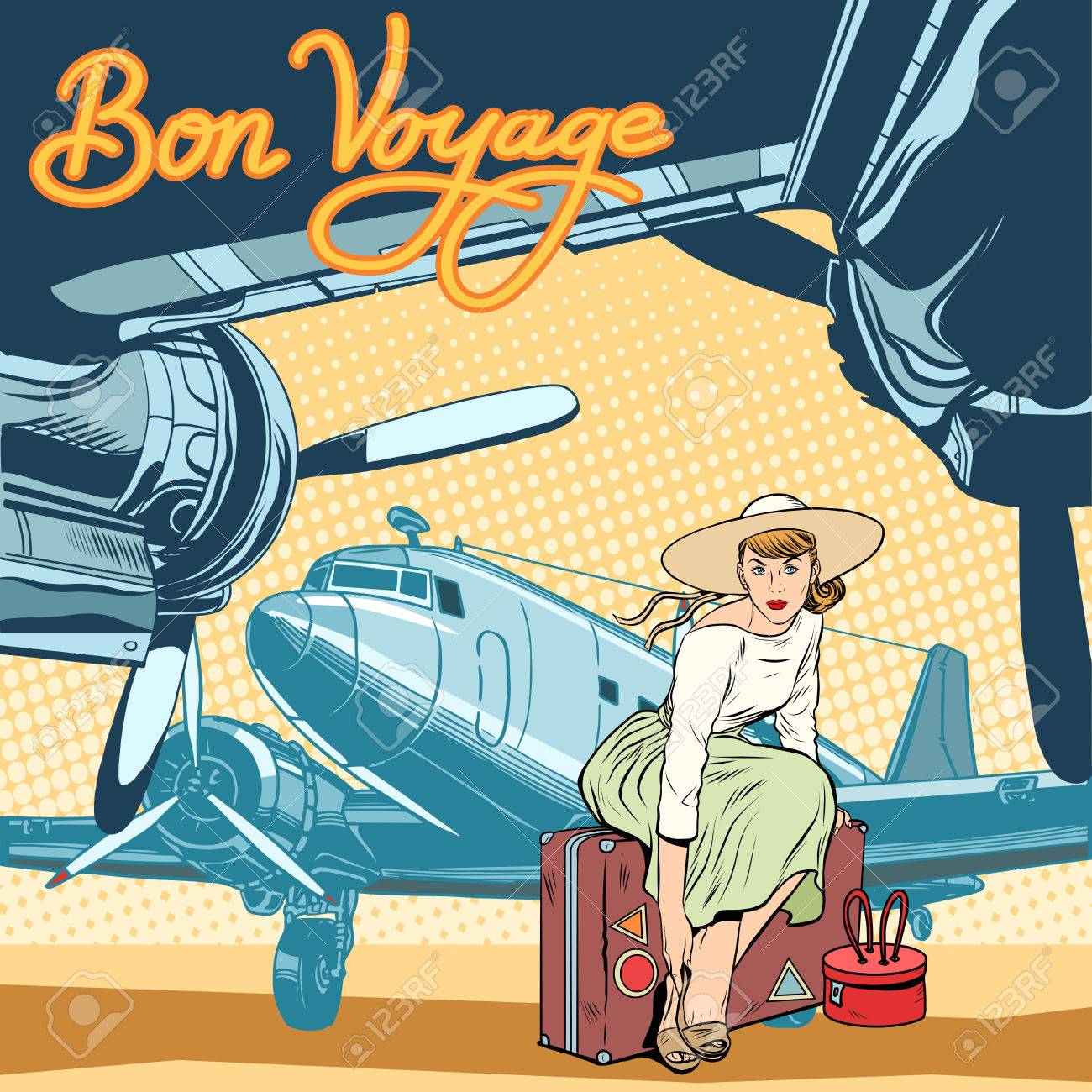 bon voyage beautiful girl on the runway pop art retro style bon voyage posters